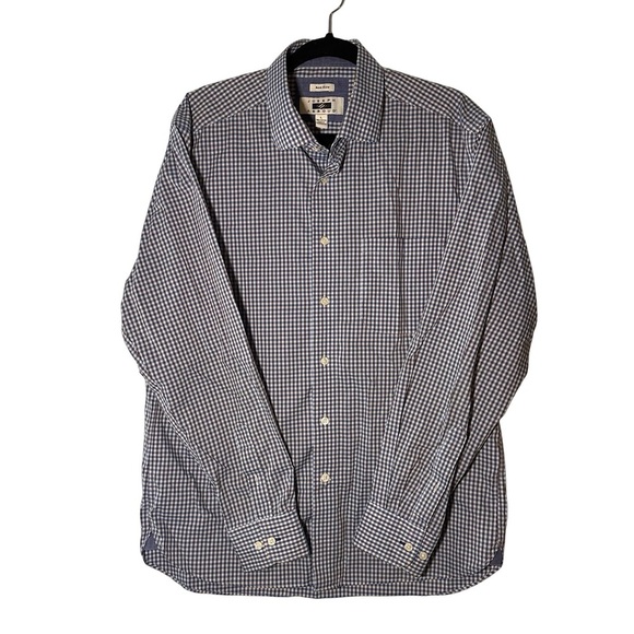 Joseph Abboud Long Sleeve Blue Brown Plaid Button Shirt Size L - Picture 1 of 8
